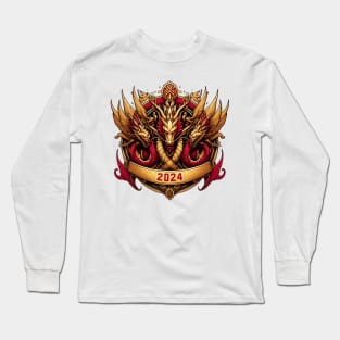 Wooden Gold Red Dragon 2024 Long Sleeve T-Shirt
